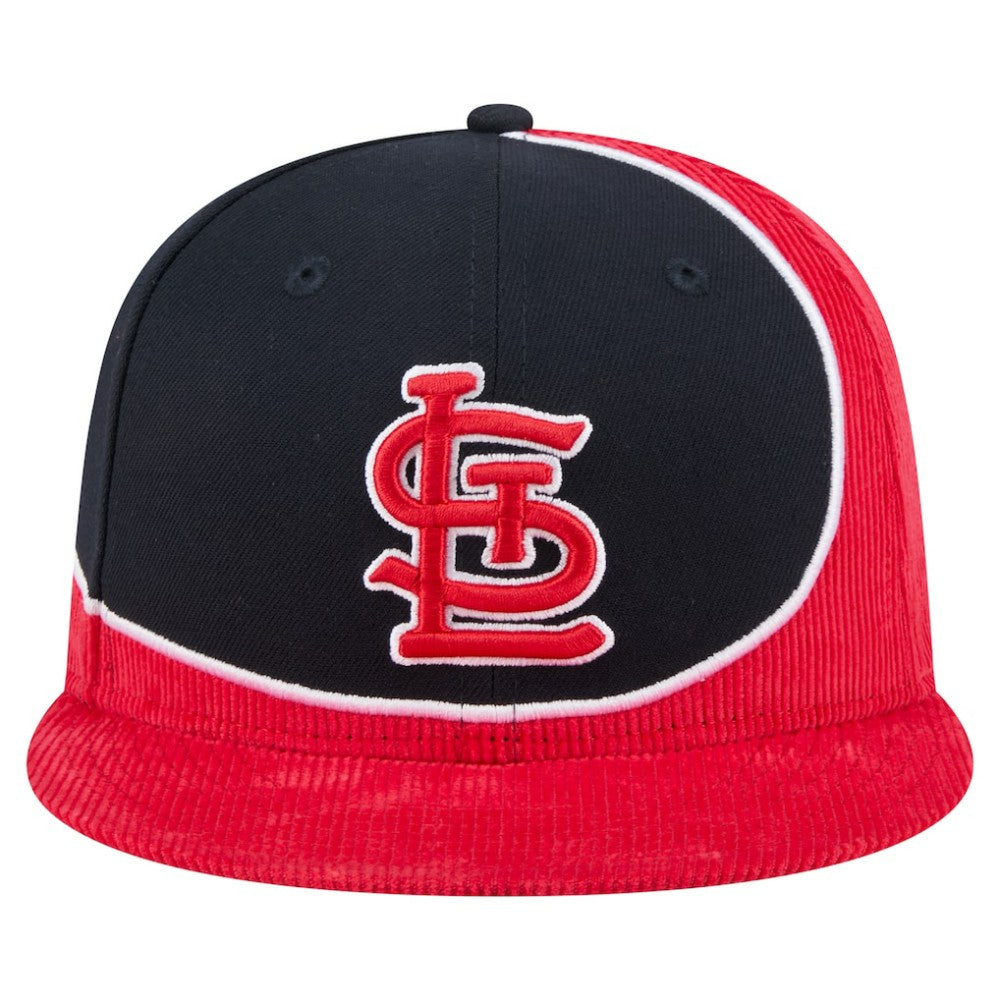 St. Louis Cardinals Retro Split Corduroy Snapback Hat Red/Navy | New Era