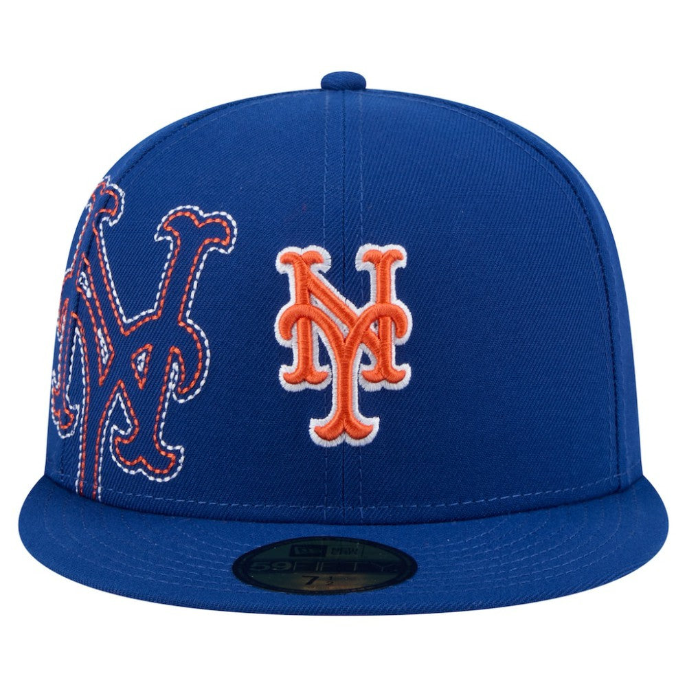 New York Mets Yarn Stitch 59FIFTY Fitted Hat Royal | New Era