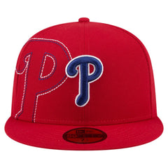 Philadelphia Phillies Yarn Stitch 59FIFTY Fitted Hat Red | New Era