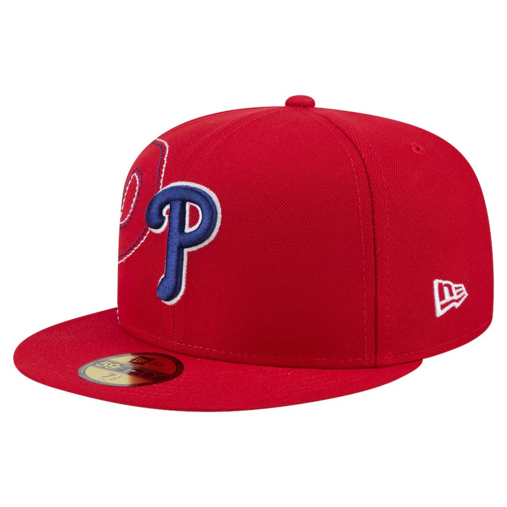 Philadelphia Phillies Yarn Stitch 59FIFTY Fitted Hat Red | New Era