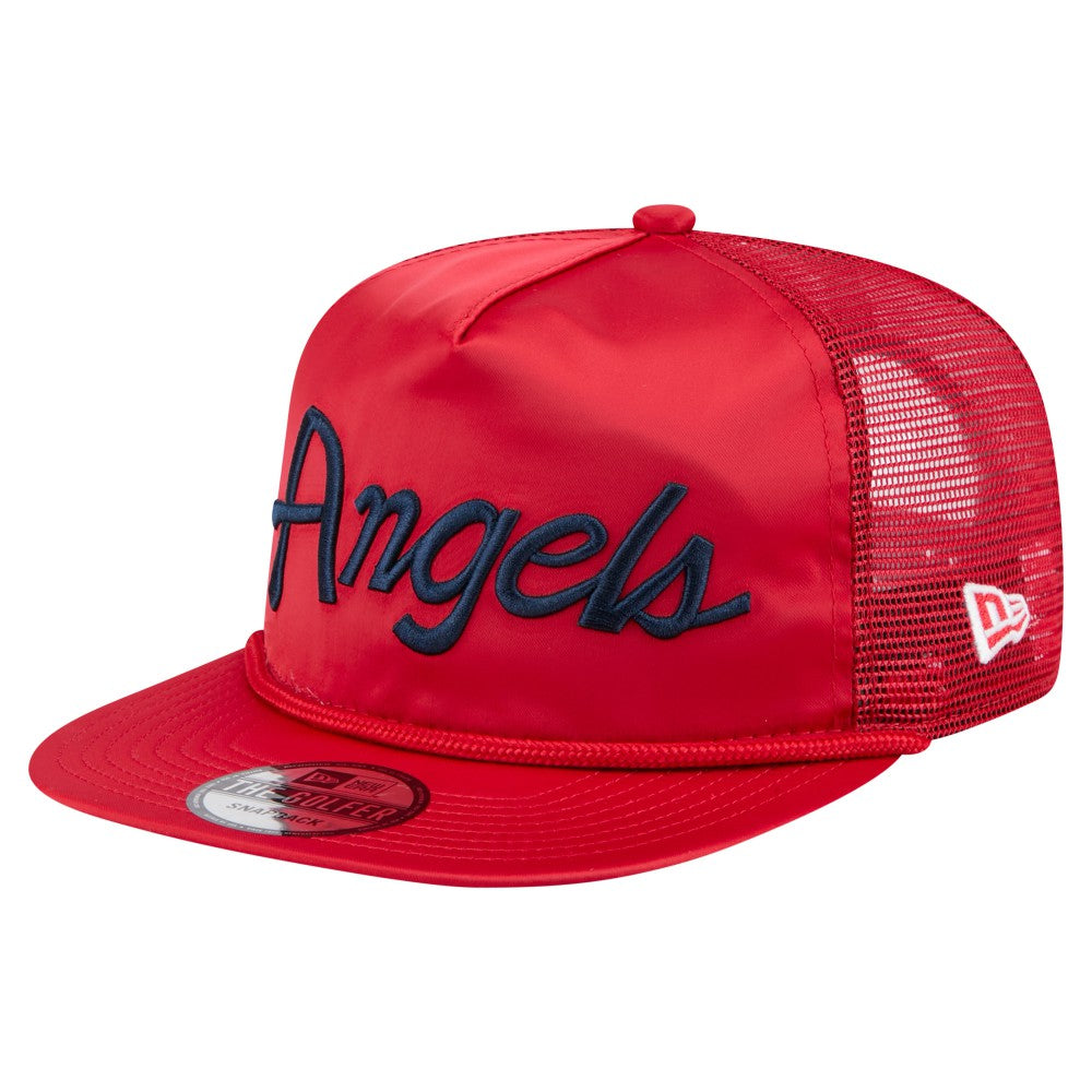 Los Angeles Angels Retro Satin Script Golfer Adjustable Hat Red | New Era