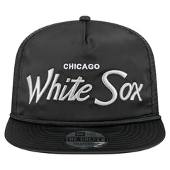 Chicago White Sox Retro Satin Script Golfer Adjustable Hat Black | New Era