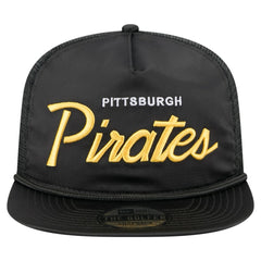 Pittsburgh Pirates Retro Satin Script Golfer Adjustable Hat Black | New Era