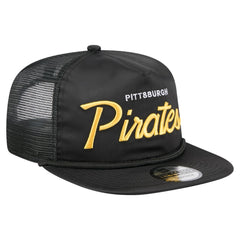 Pittsburgh Pirates Retro Satin Script Golfer Adjustable Hat Black | New Era