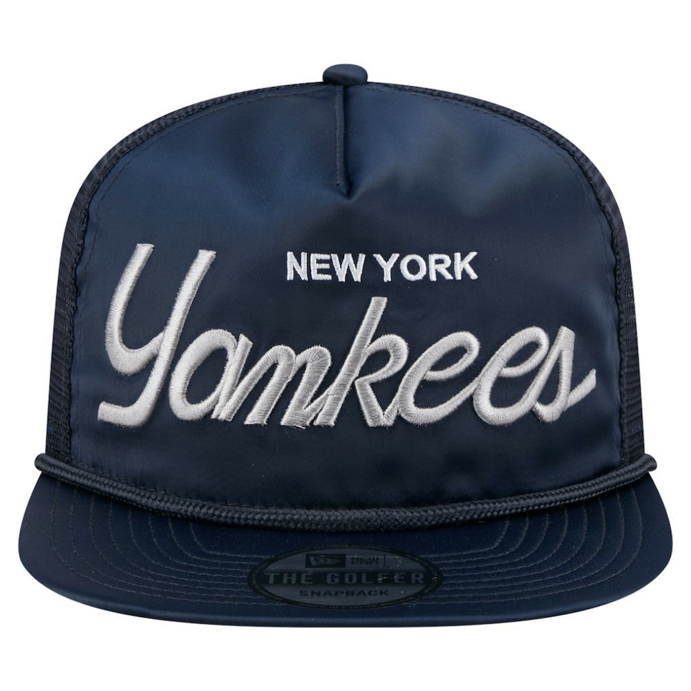 New York Yankees Retro Satin Script Golfer Adjustable Hat Navy | New Era