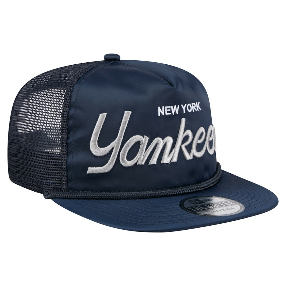 New York Yankees Retro Satin Script Golfer Adjustable Hat Navy | New Era