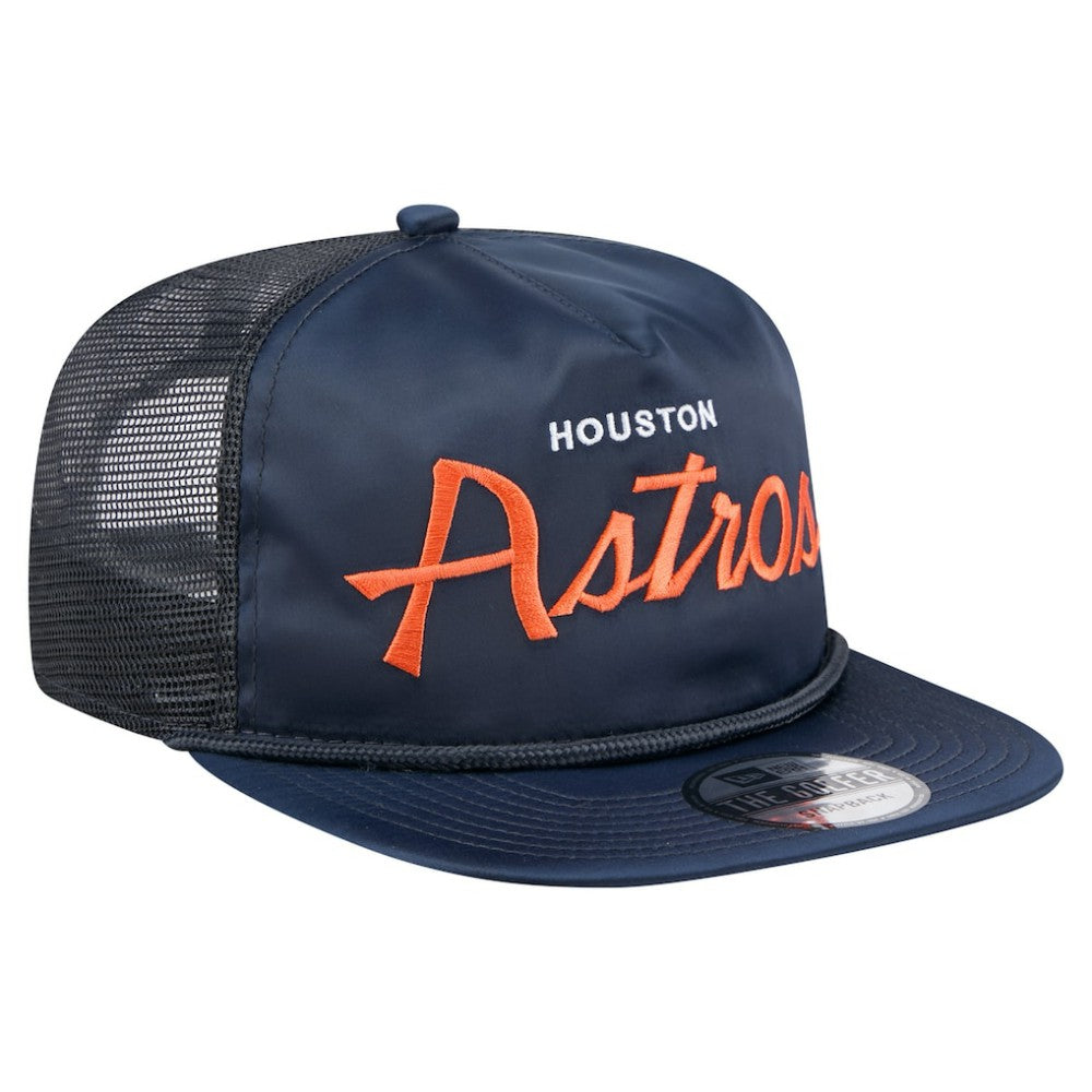 Houston Astros Retro Satin Script Golfer Adjustable Hat Navy | New Era