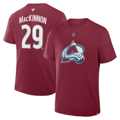 Nathan MacKinnon Colorado Avalanche Fanatics Authentic Stack Name & Number T-Shirt Burgundy