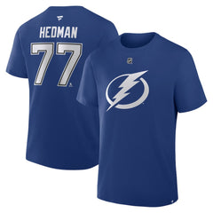 Victor Hedman Tampa Bay Lightning Fanatics Authentic Stack Name & Number T-Shirt Blue