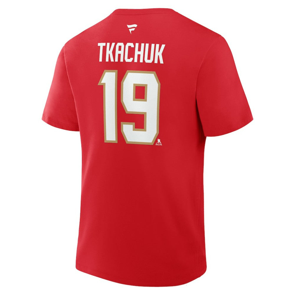 Matthew Tkachuk Florida Panthers Fanatics Authentic Stack Name & Number T-Shirt Red