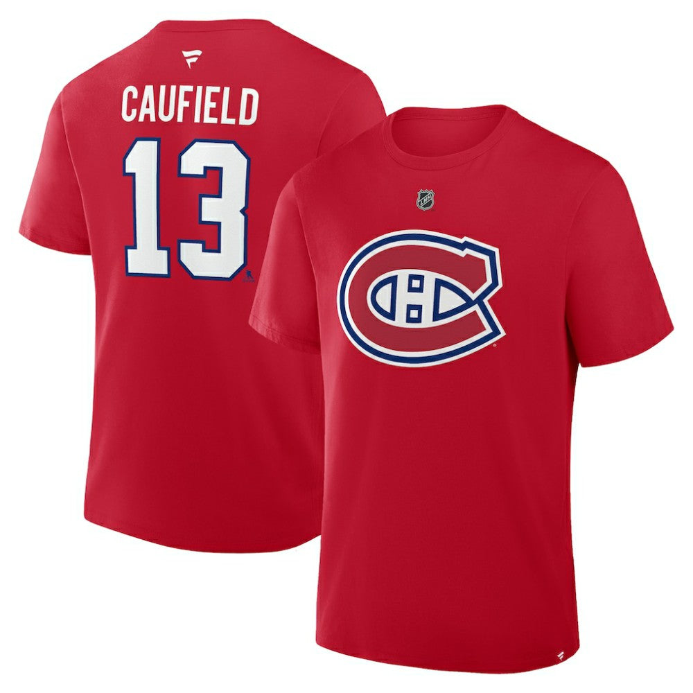 Cole Caufield Montreal Canadiens Fanatics Authentic Stack Name & Number T-Shirt Red