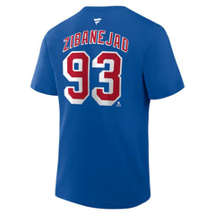 Mika Zibanejad New York Rangers Fanatics Authentic Stack Name & Number T-Shirt Blue