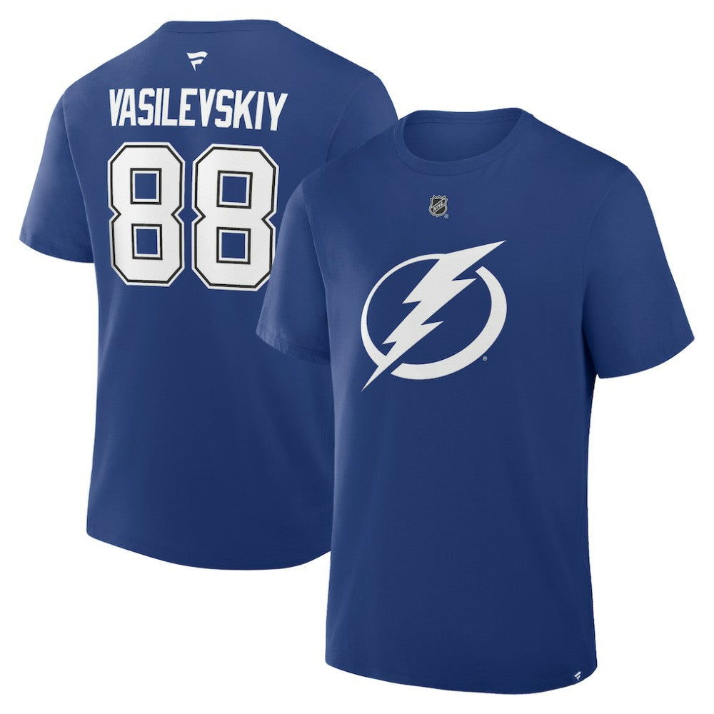 Andrei Vasilevskiy Tampa Bay Lightning Fanatics Authentic Stack Name & Number T-Shirt Blue
