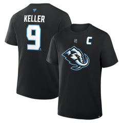 Clayton Keller Utah Mammoth Fanatics Authentic Stack Name & Number T-Shirt Black