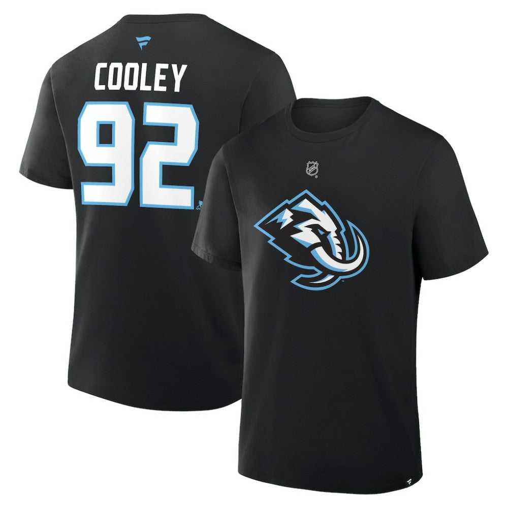 Logan Cooley Utah Mammoth Fanatics Authentic Stack Name & Number T-Shirt Black