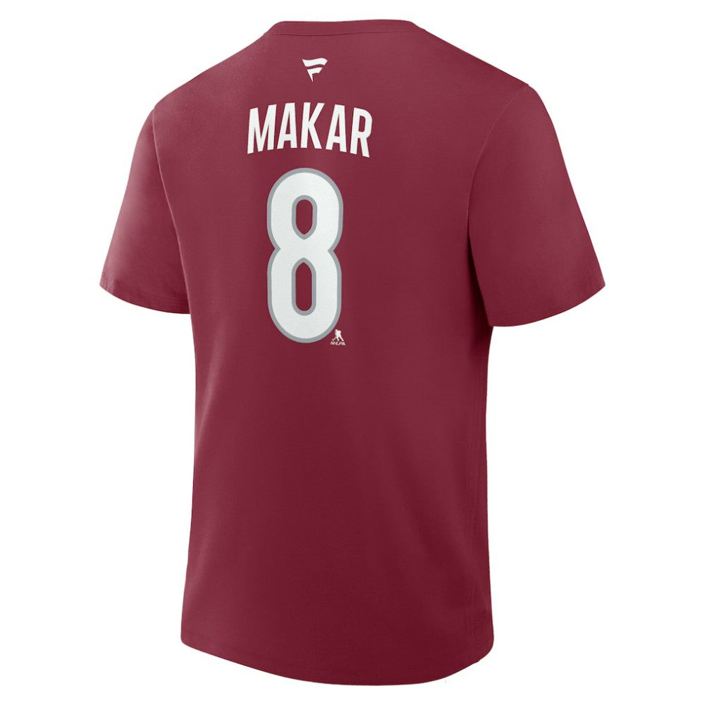 Cale Makar Colorado Avalanche Fanatics Authentic Stack Name & Number T-Shirt Burgundy