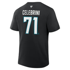 Macklin Celebrini San Jose Sharks Fanatics Authentic Stack Name & Number T-Shirt Black