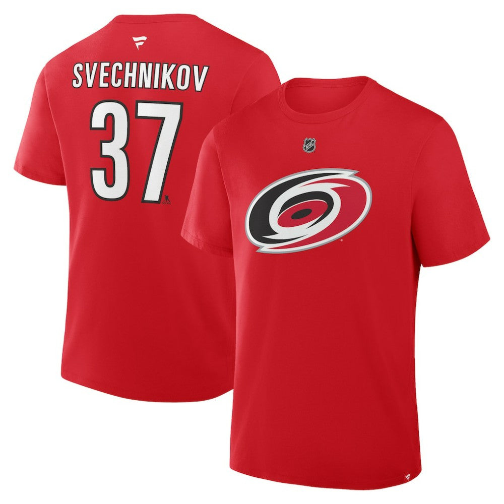 Andrei Svechnikov Carolina Hurricanes Fanatics Authentic Stack Name & Number T-Shirt Red