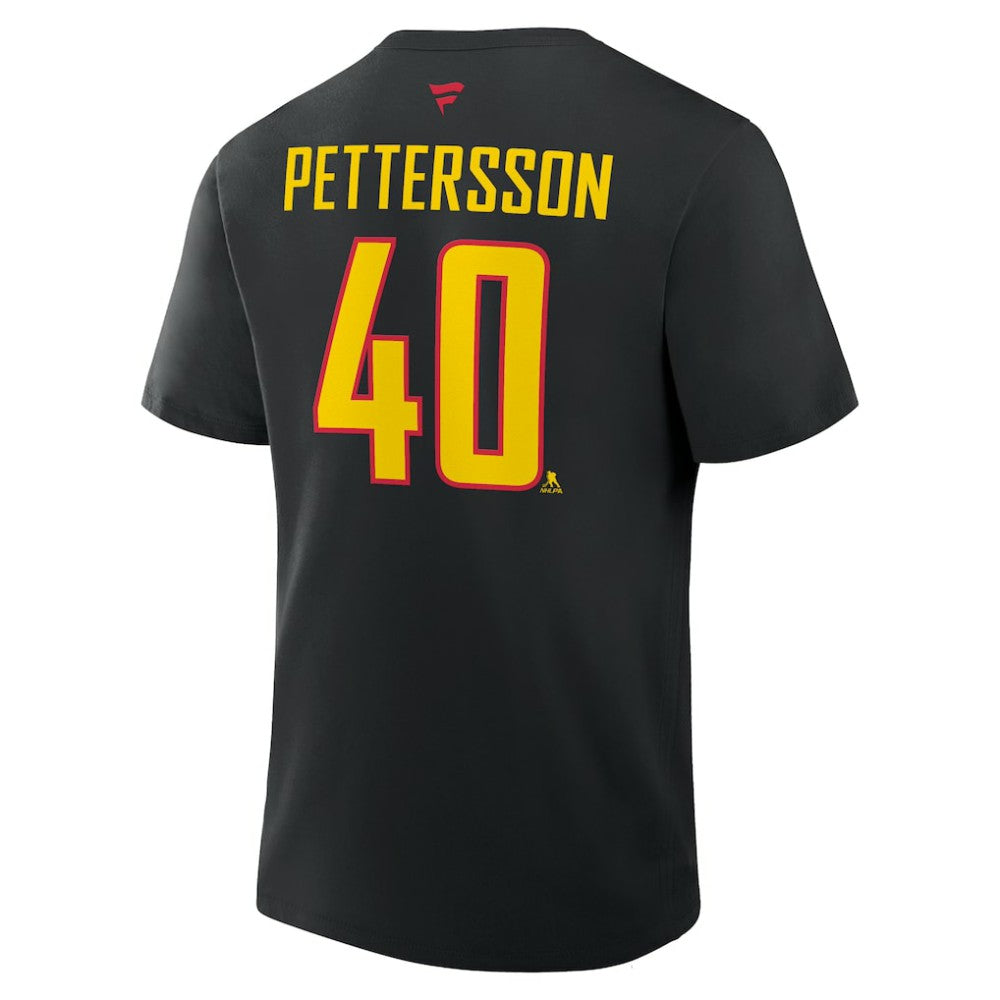 Elias Pettersson Vancouver Canucks Fanatics Authentic Stack Name & Number T-Shirt Black
