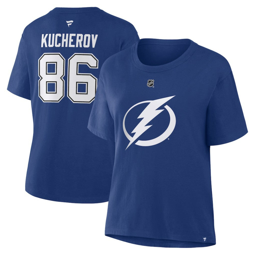 Nikita Kucherov Tampa Bay Lightning Fanatics Women's Authentic Stack Name & Number T-Shirt Blue