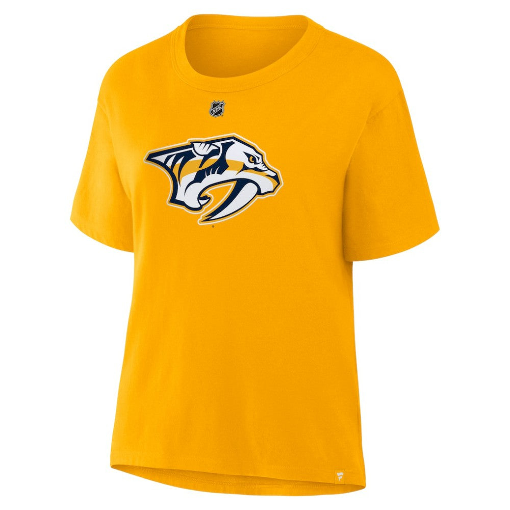 Filip Forsberg Nashville Predators Fanatics Women's Authentic Stack Name & Number T-Shirt Gold