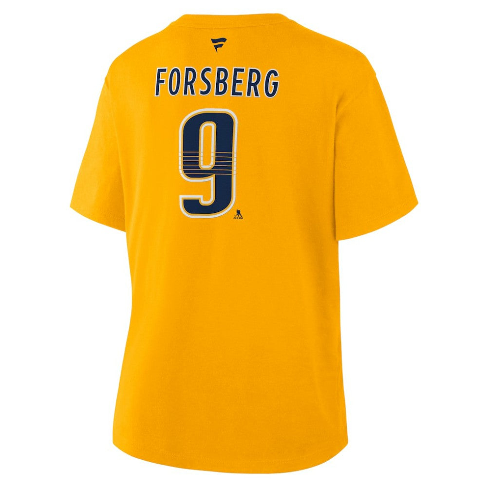 Filip Forsberg Nashville Predators Fanatics Women's Authentic Stack Name & Number T-Shirt Gold