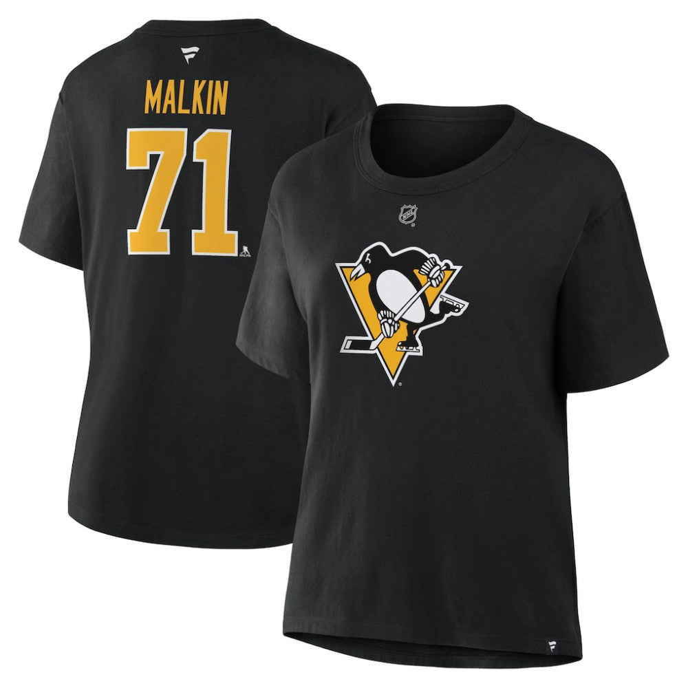 Evgeni Malkin Pittsburgh Penguins Fanatics Women's Authentic Stack Name & Number T-Shirt Black