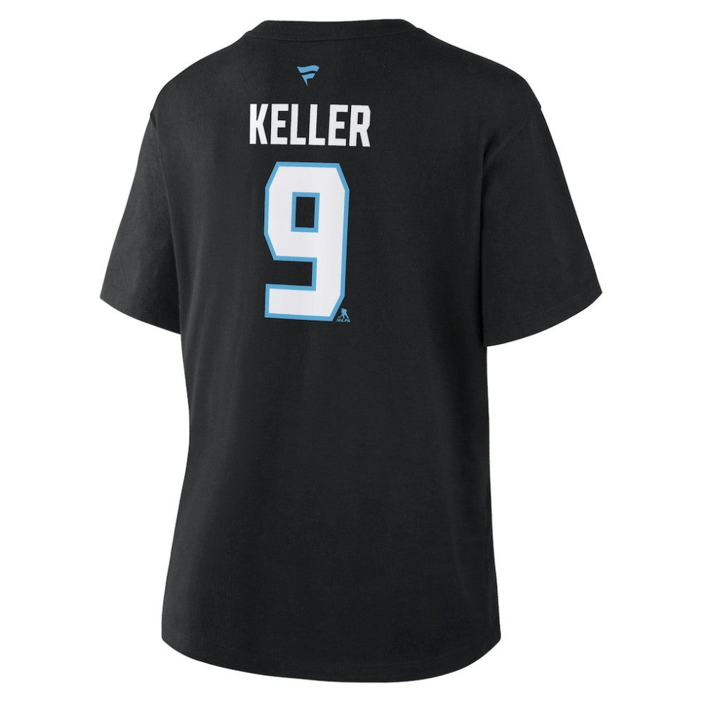 Clayton Keller Utah Mammoth Fanatics Women's Authentic Stack Name & Number T-Shirt Black