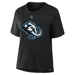 Logan Cooley Utah Mammoth Fanatics Women's Authentic Stack Name & Number T-Shirt Black