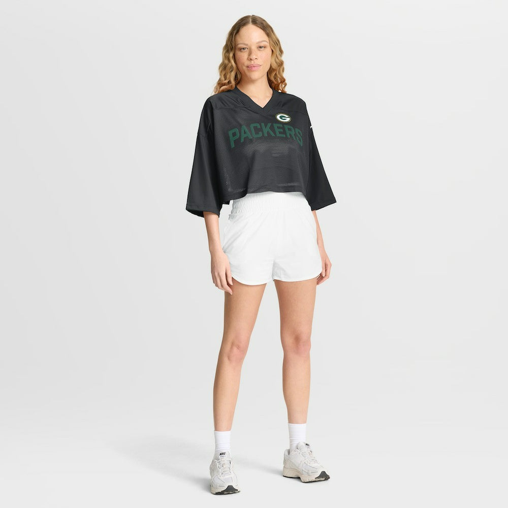 Green Bay Packers Women's Primetime Cropped Mesh Dri-FIT Fashion Jersey - Black