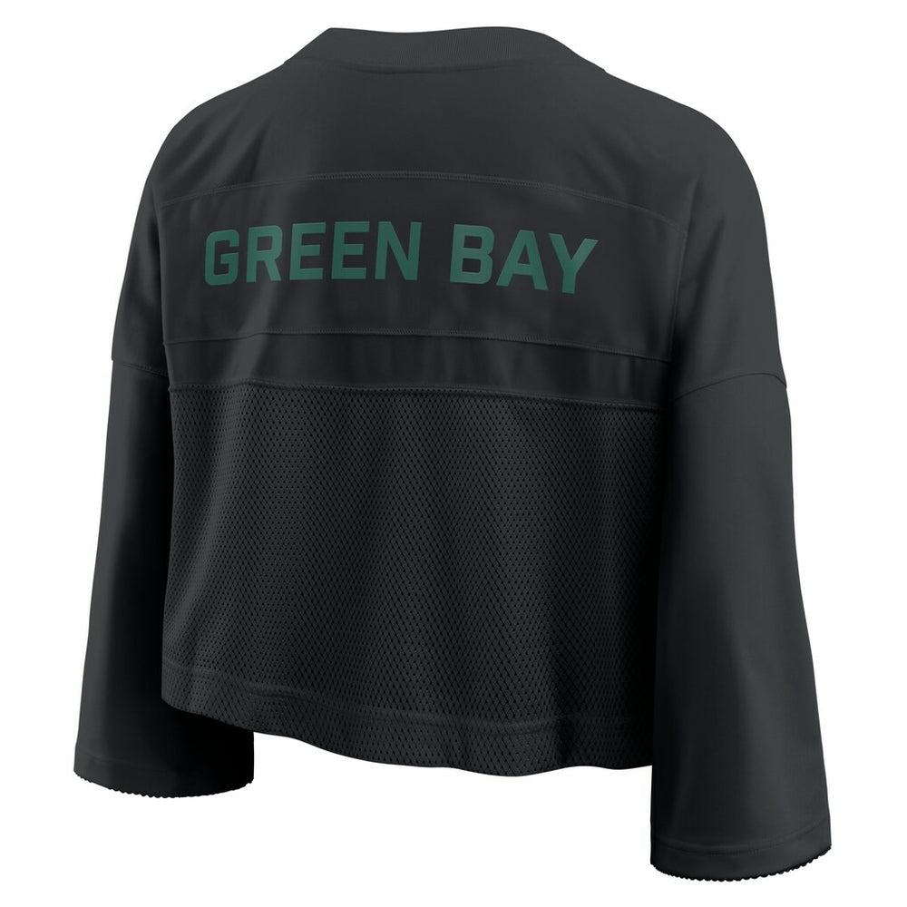Green Bay Packers Women's Primetime Cropped Mesh Dri-FIT Fashion Jersey - Black