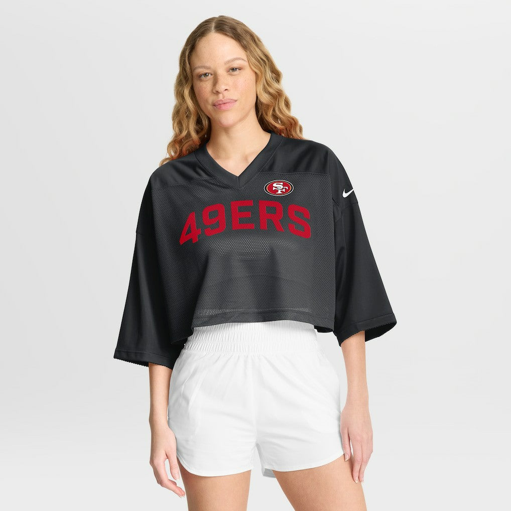 San Francisco 49ers Women's Primetime Cropped Mesh Dri-FIT Fashion Jersey - Black