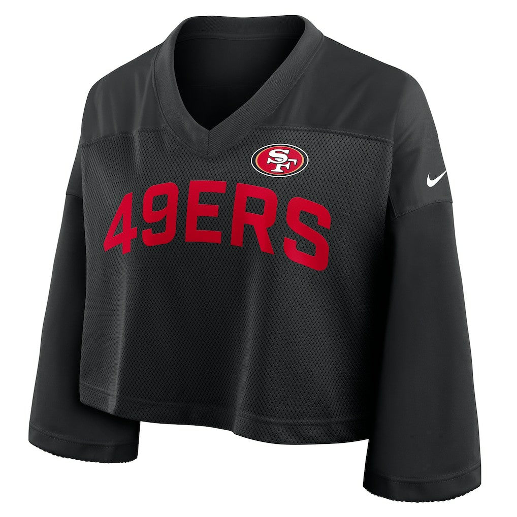 San Francisco 49ers Women's Primetime Cropped Mesh Dri-FIT Fashion Jersey - Black