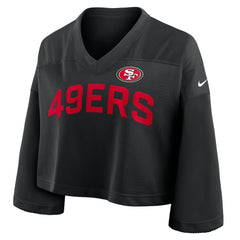 San Francisco 49ers Women's Primetime Cropped Mesh Dri-FIT Fashion Jersey - Black