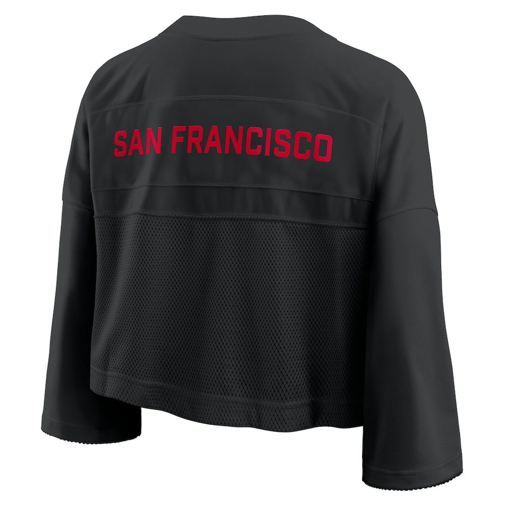 San Francisco 49ers Women's Primetime Cropped Mesh Dri-FIT Fashion Jersey - Black