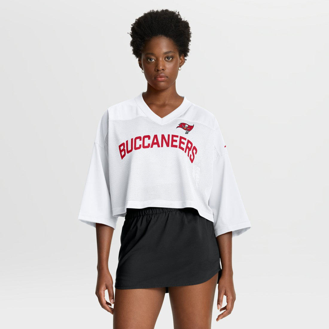 Tampa Bay Buccaneers Women's Primetime Cropped Mesh Dri-FIT Fashion Jersey - White