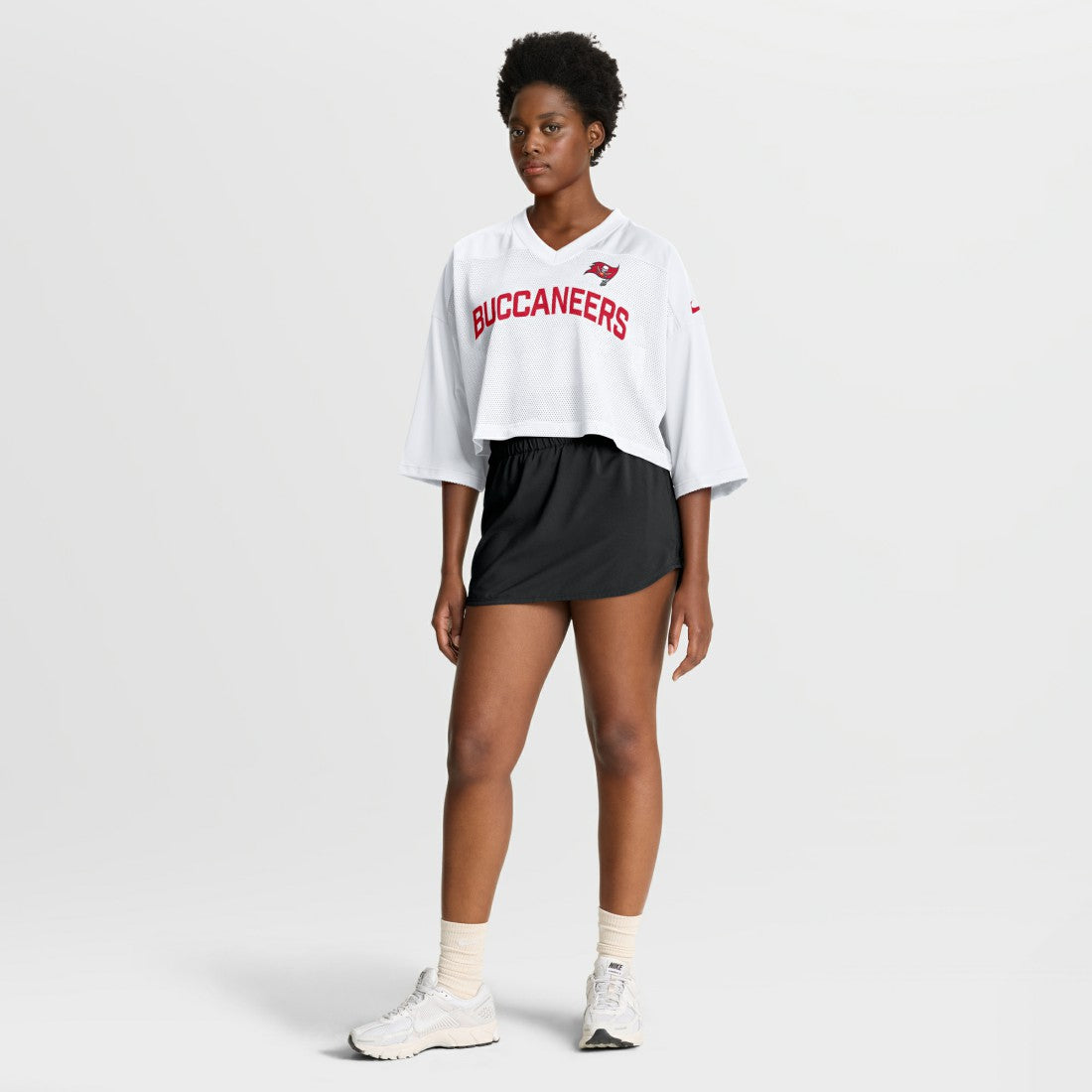 Tampa Bay Buccaneers Women's Primetime Cropped Mesh Dri-FIT Fashion Jersey - White