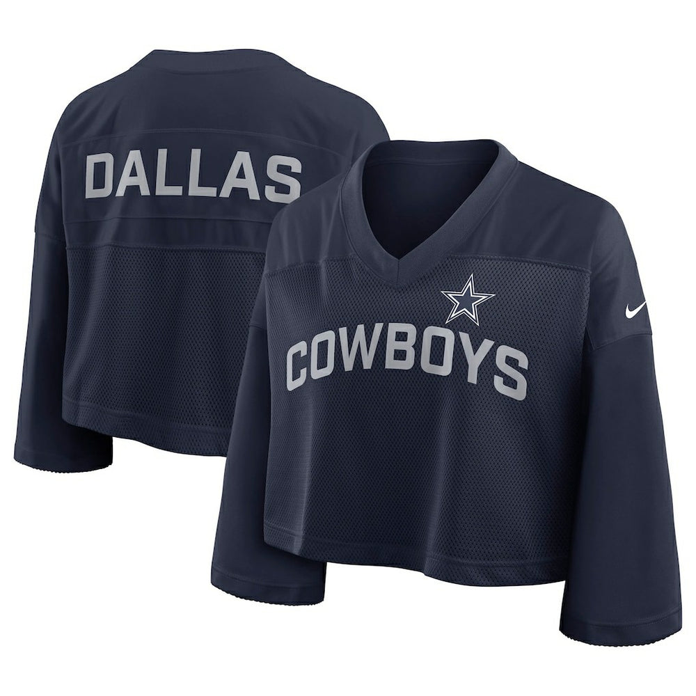 Dallas Cowboys Women's Primetime Cropped Mesh Dri-FIT Fashion Jersey - Navy