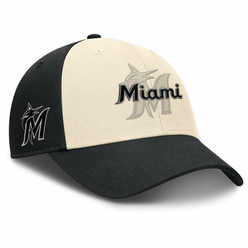 Miami Marlins Statement Club Performance Adjustable Hat Black/Natural | Nike