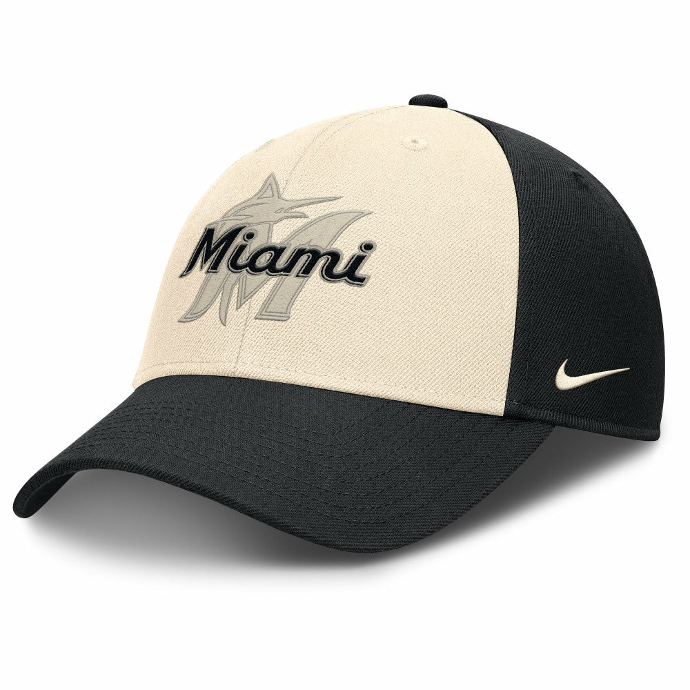 Miami Marlins Statement Club Performance Adjustable Hat Black/Natural | Nike