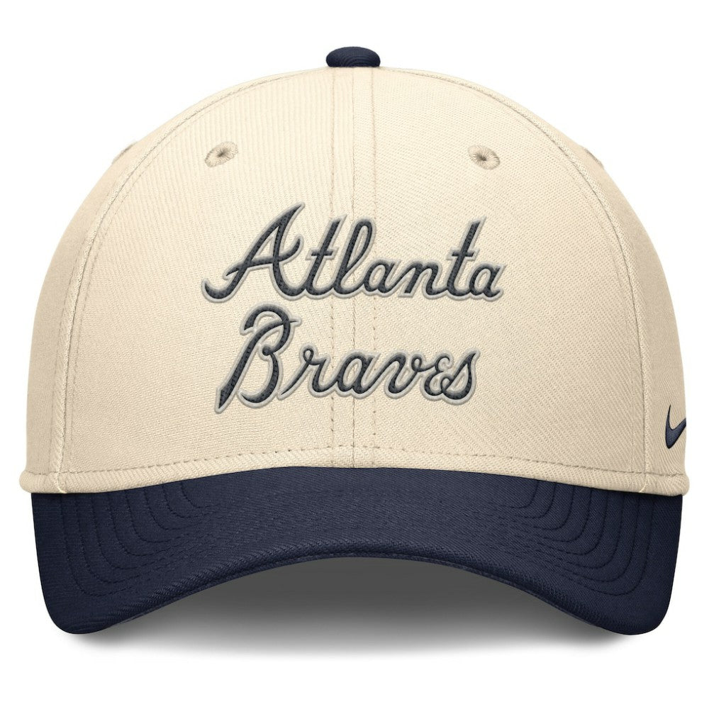 Atlanta Braves Statement Rise Performance Flex Hat Natural/Navy | Nike