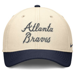 Atlanta Braves Statement Rise Performance Flex Hat Natural/Navy | Nike