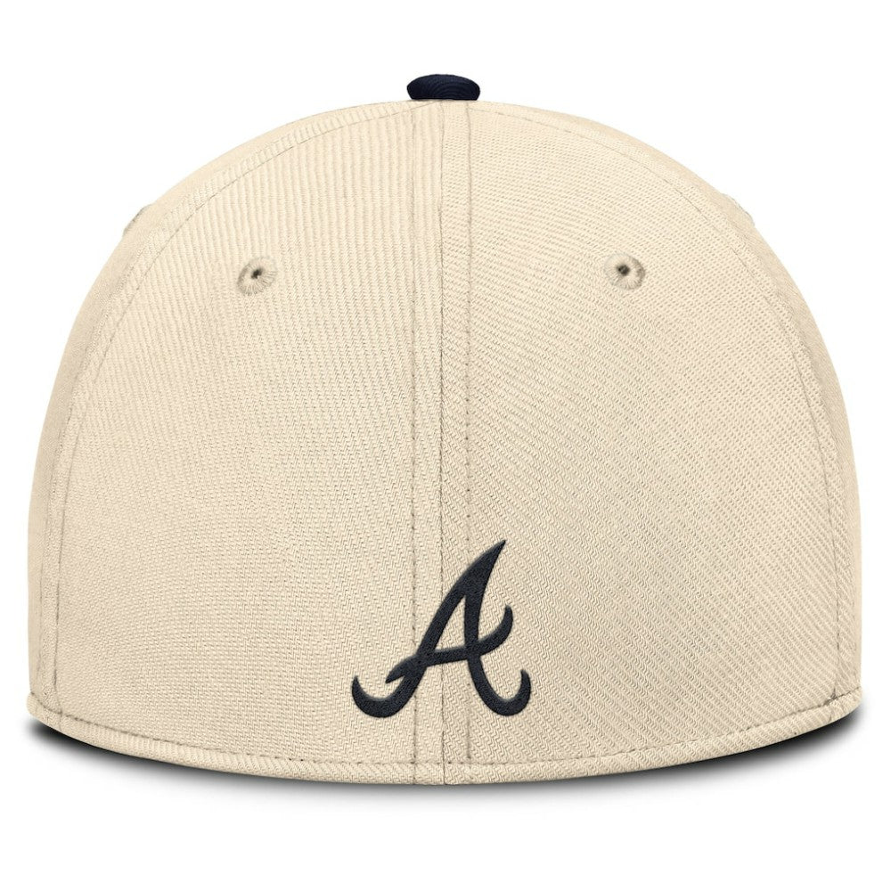 Atlanta Braves Statement Rise Performance Flex Hat Natural/Navy | Nike