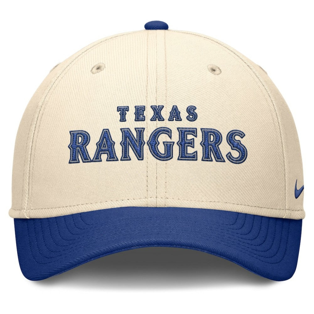 Texas Rangers Statement Rise Performance Flex Hat Natural/Royal | Nike