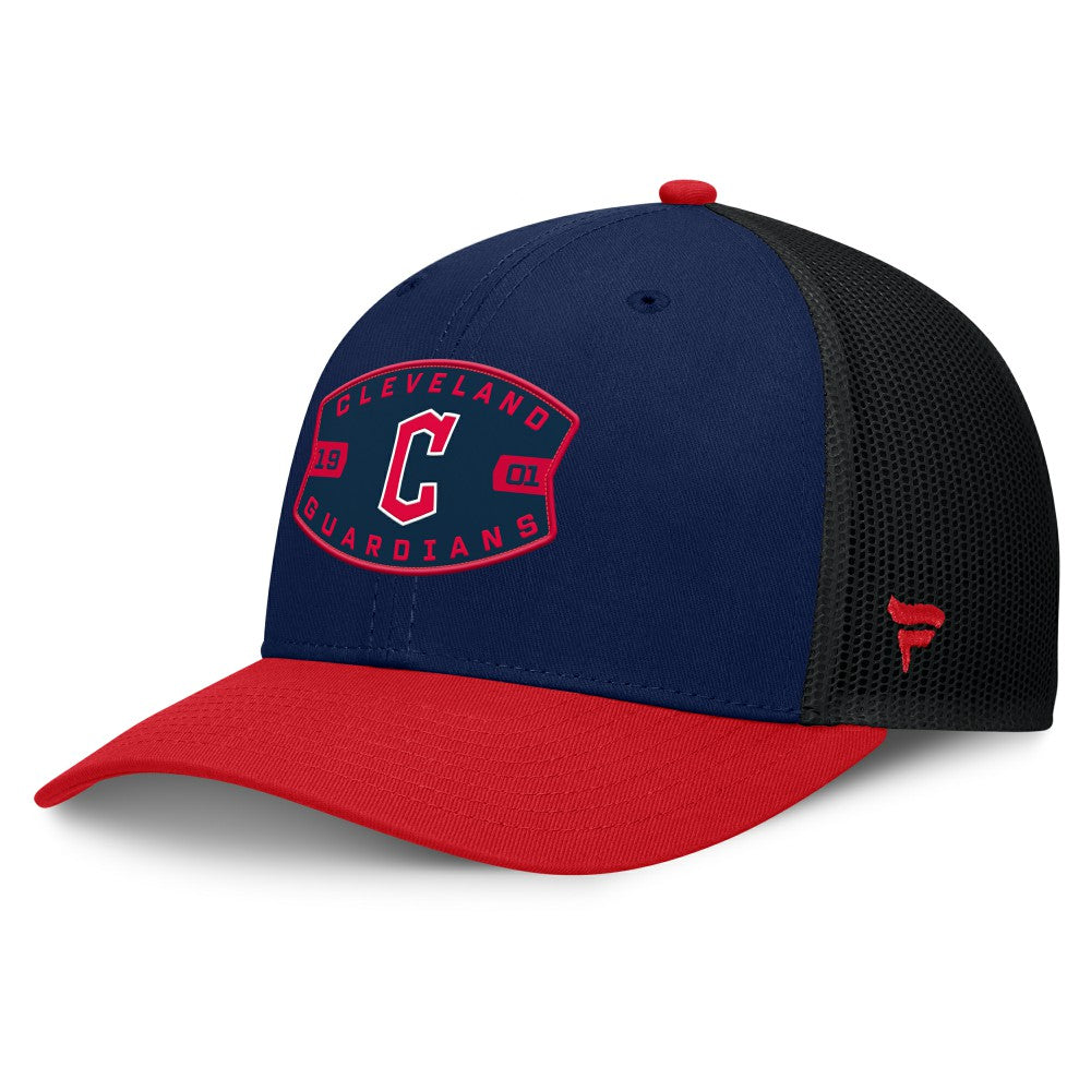 Cleveland Guardians Cutoff Adjustable Trucker Hat Navy/Red
