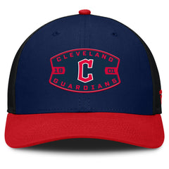 Cleveland Guardians Cutoff Adjustable Trucker Hat Navy/Red