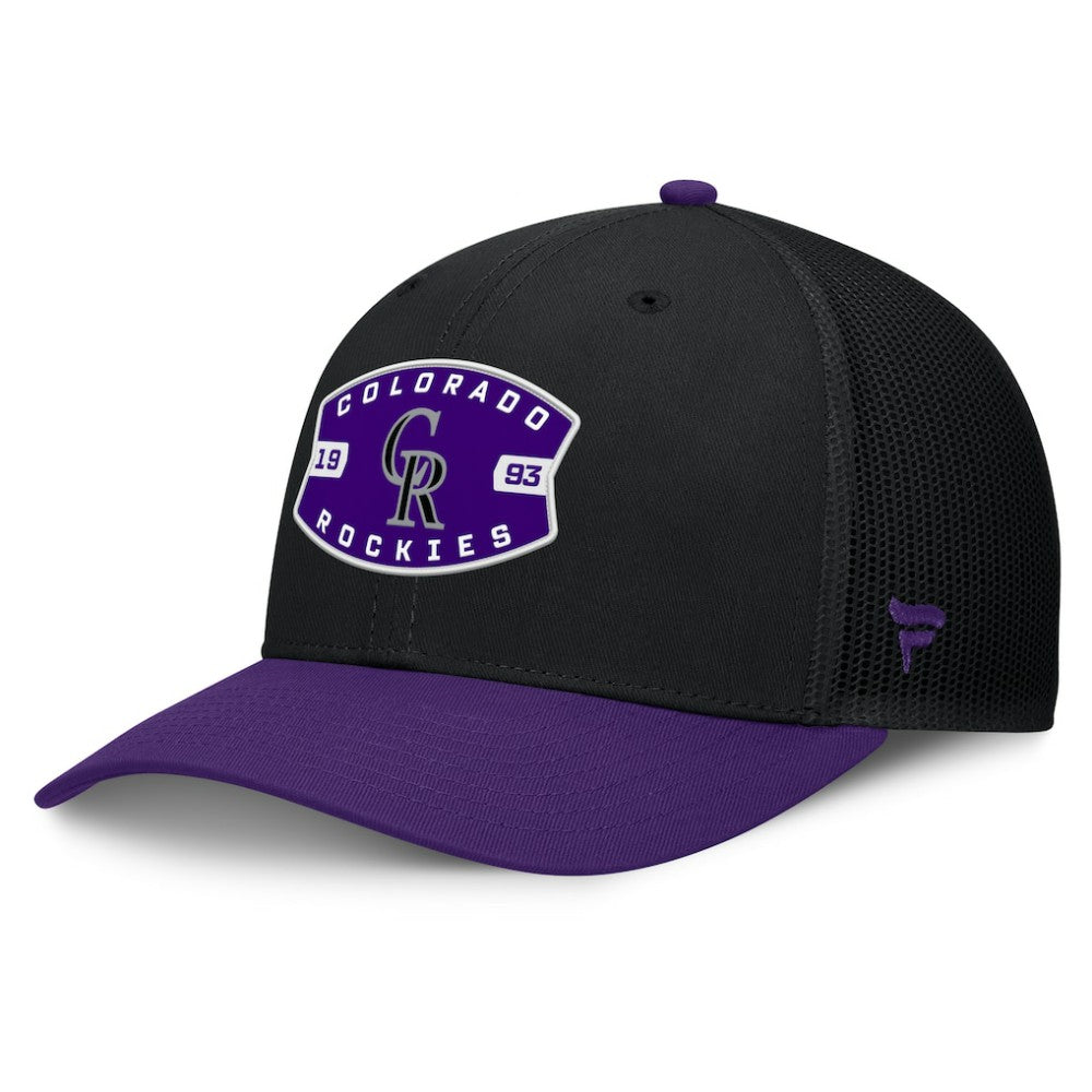 Colorado Rockies Cutoff Adjustable Trucker Hat Black/Purple
