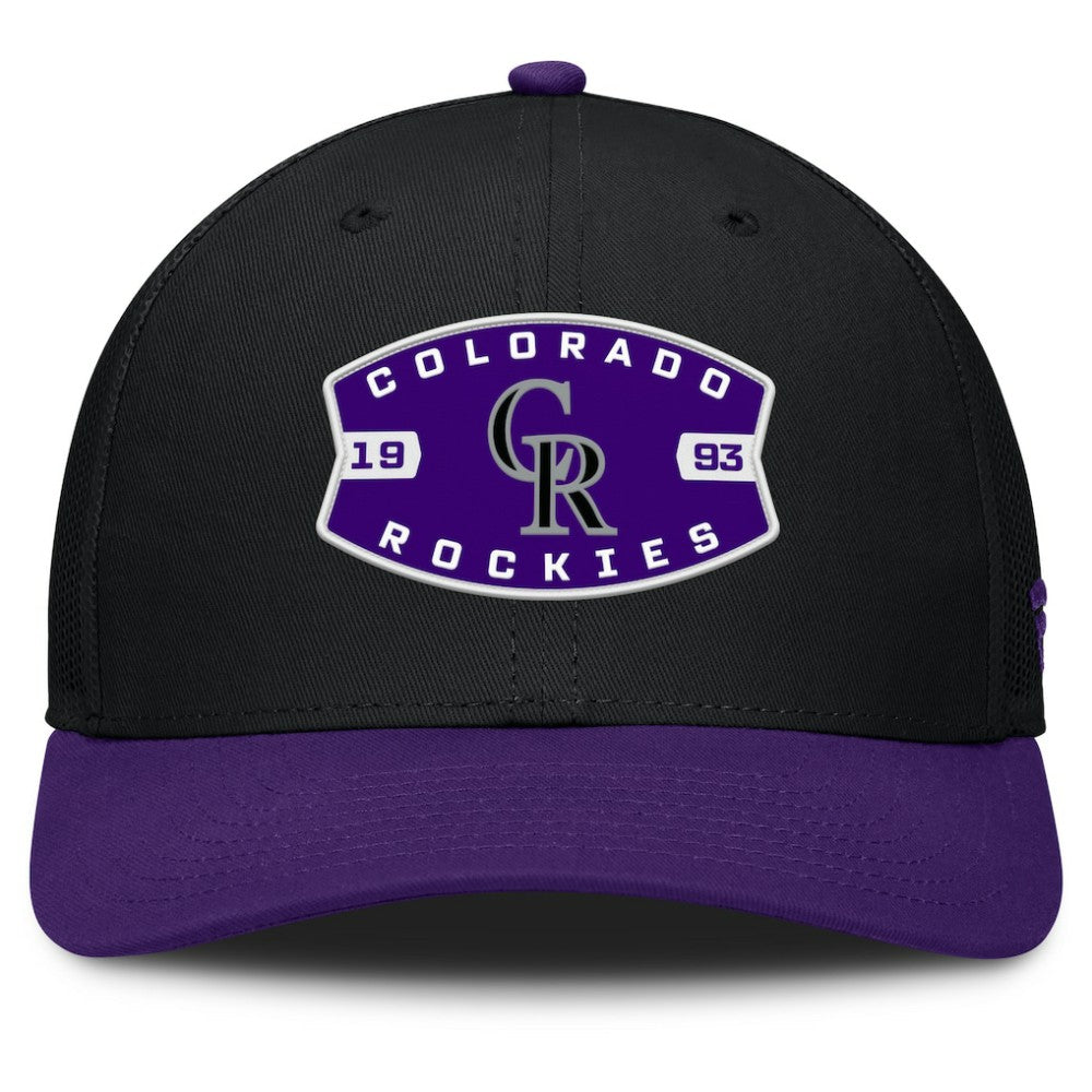 Colorado Rockies Cutoff Adjustable Trucker Hat Black/Purple