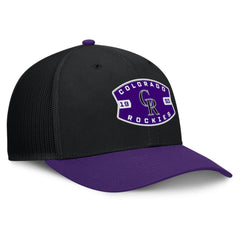 Colorado Rockies Cutoff Adjustable Trucker Hat Black/Purple