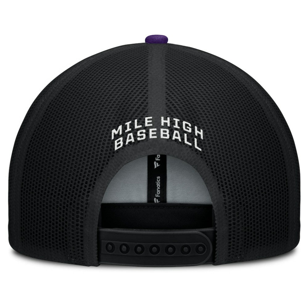 Colorado Rockies Cutoff Adjustable Trucker Hat Black/Purple